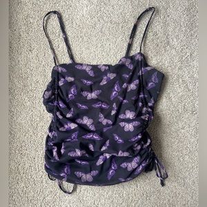 Urban Outfitters Ruched Butterly Top Size Medium